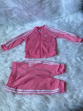 adidas Pink Kids Two-Piece Tracksuit Jacket & Pants